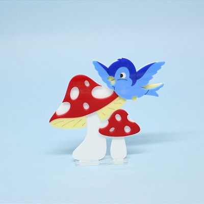 Cenário Cogumelos e Passarinho - Branca de Neve - 10cm - 1 unidade