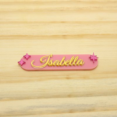 Aplique nome com estrelas - Pink - 8cm - 1 unidade
