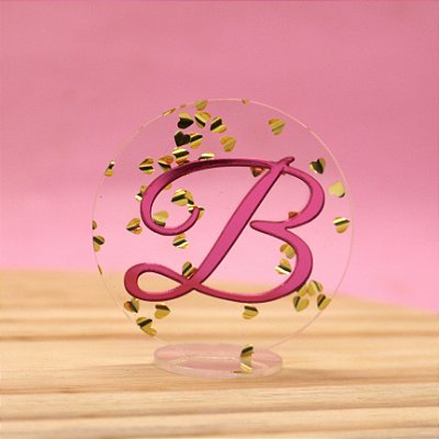 Cenário com Inicial - Pink - 6cm - 1 unidade
