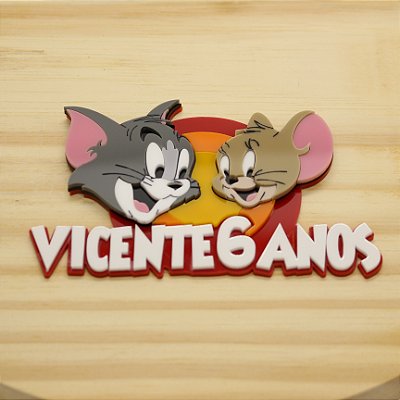 Aplique Kitkat Nome e Idade - Tom e Jerry - 12cm - 1 unidade