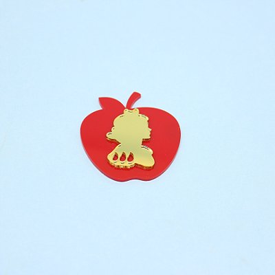 Aplique Maça com Silhueta - Branca de Neve - 6cm - 1 unidade