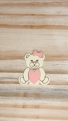 Aplique Urso com Coração - Chá Revelação - 5cm - 1 unidade