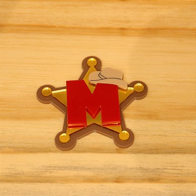 Aplique Xerife com Inicial - Toy Story - 6cm - 1 unidade