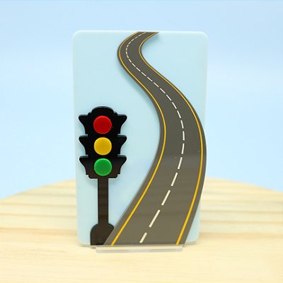 Cenário Estrada com Sinal - Carros - 12cm - 1 unidade