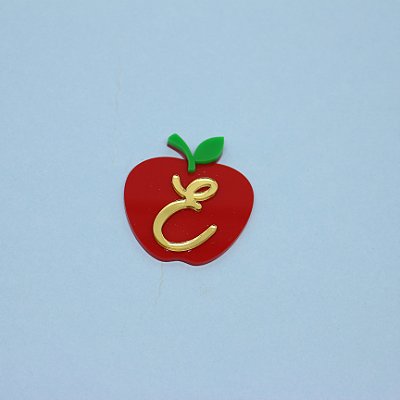 Aplique Maça com Inicial Simples - Branca de Neve - 5cm - 1 unidade