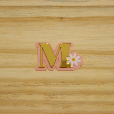 Aplique Inicial com flor - Margaridas - 5cm -  1 unidade