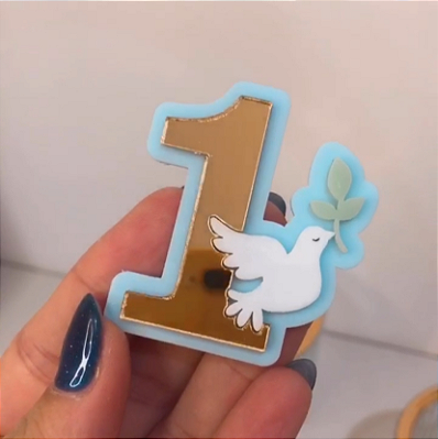 Aplique Idade Dourada com Pomba - Arca de Noé - 5cm - 1 unidade