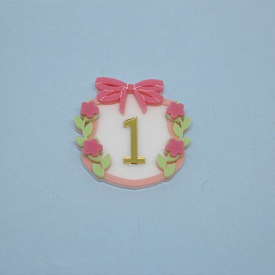 Aplique Idade com flores - Carrossel - 6cm - 1 unidade