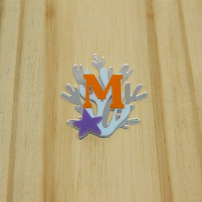 Aplique Inicial com alga - Fundo do Mar - 6cm - 1 unidade