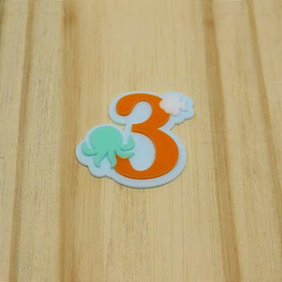 Aplique Idade com Polvo - Fundo do Mar - 6,8cm - 1 unidade