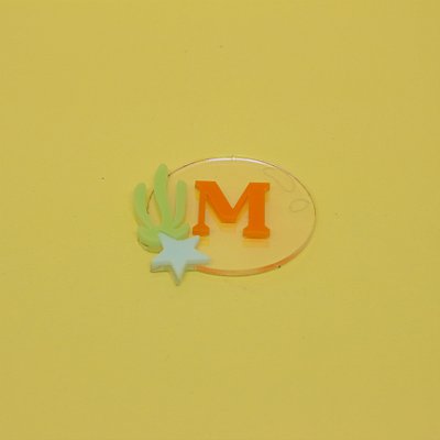 Aplique Inicial com Estrela - Fundo do Mar - 5cm - 1 unidade