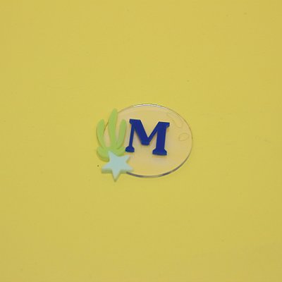 Aplique Inicial com Estrela - Fundo do Mar - 5cm - 1 unidade