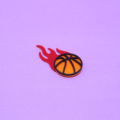 Aplique Bola com Fogo - Basquete - 6cm - 1 unidade