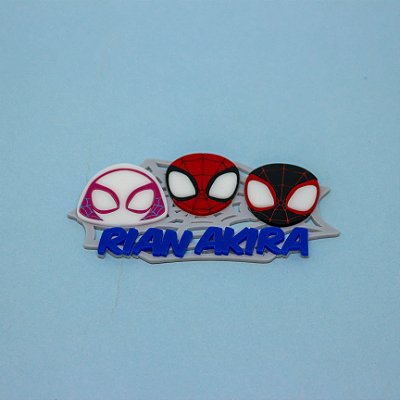 Aplique kitkat  nome e personagens - Homem Aranha - 12cm - 1 unidade
