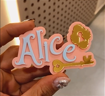 Aplique nome com Fechadura - Alice no País das Maravilhas - 8cm - 1 unidade