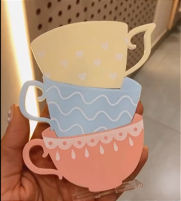Cenário Trio de Xícaras - Alice no País das Maravilhas - 12cm - 1 unidade