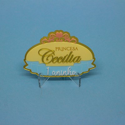 Aplique Kitkat Nome e Idade - Princesas - 12cm - 1 unidade
