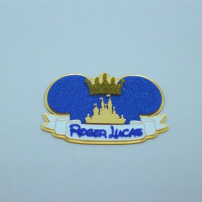 Aplique Silhueta com nome e coroa - Mickey - 12cm - 1 unidade