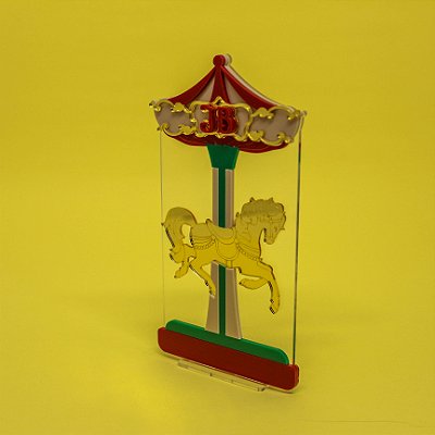 Cenário Carrossel com Inicial - Circo - 15cm - 1 unidade