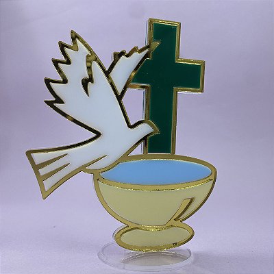 Cenário Cruz e Pomba - Batizado - 10cm - 1 unidade