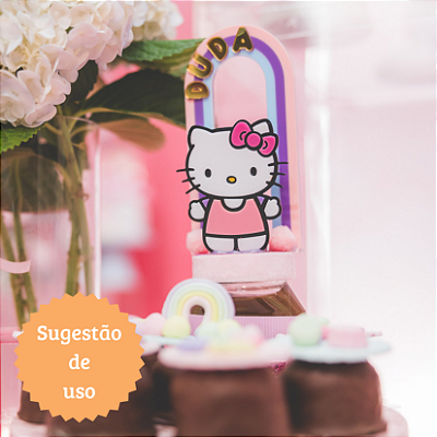 Cenário Arco Íris com Nome -  Hello Kitty - 14cm - 1 unidade