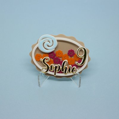 Aplique Shaker Nome e Idade - Moana - 10cm - 1 unidade