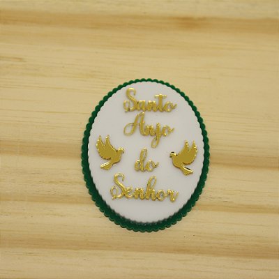 Aplique Escalopado Santo Anjo - Batizado - 7cm - 1 unidade
