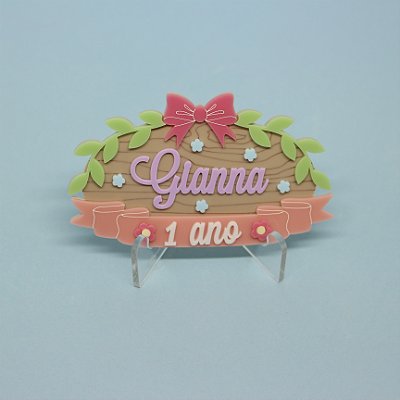 Aplique Kitkat Nome e idade - Jardim - 12cm - 1 unidade