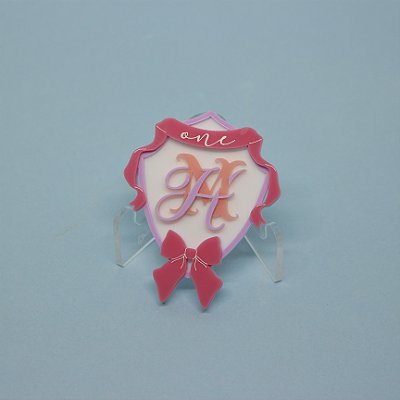Aplique Brasão com Inicial e Idade - Jardim - 8cm - 1 unidade