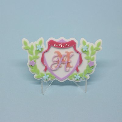Aplique Kitkat com Inicial e idade - Jardim - 12cm - 1 unidade