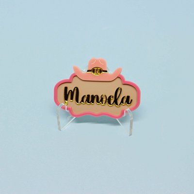 Aplique Nome com Chapéu - Fazendinha - 8cm - 1 unidade