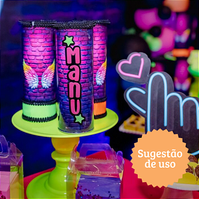 Aplique Nome Batata grande com estrelas - Neon - 16cm - 1 unidade