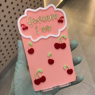 Cenário Cerejas com Nome e Idade - Cerejinha - 14cm - 1 unidade