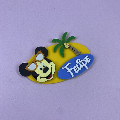 Aplique Mickey com Nome - Mickey Pool Party - 9,5cm - 1 unidade