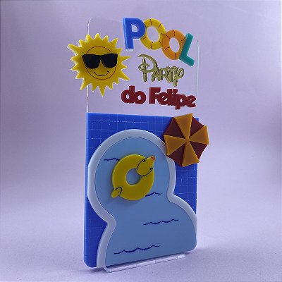 Cenário Pool Party com Nome - Mickey Pool Party - 13cm - 1 unidade
