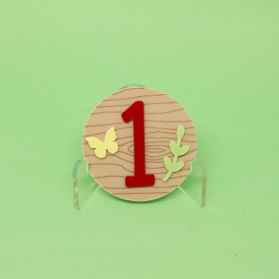 TAG Idade com Borboleta - Bosque - 6cm - 1 unidade