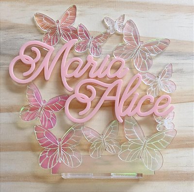Cenário Borboletas com Nome - Jardim - 15cm - 1 unidade