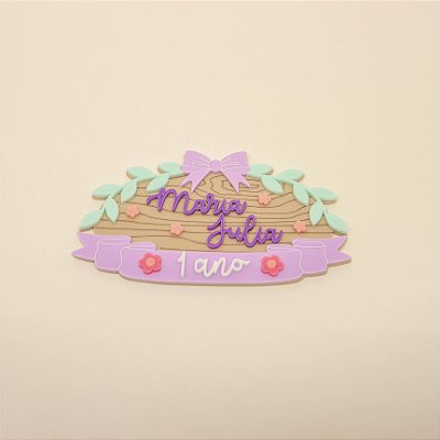 Aplique Kitkat Nome e idade - Jardim - 12cm - 1 unidade