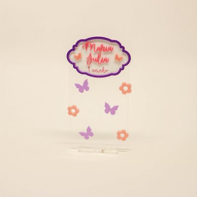 Cenário Borboletas com nome e idade - Jardim - 14cm - 1 unidade