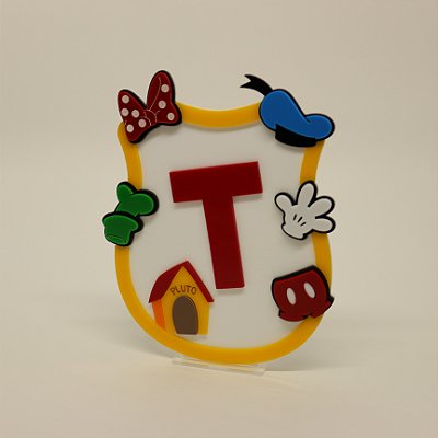 Cenário com Inicial e elementos - Mickey - 15cm - 1 unidade
