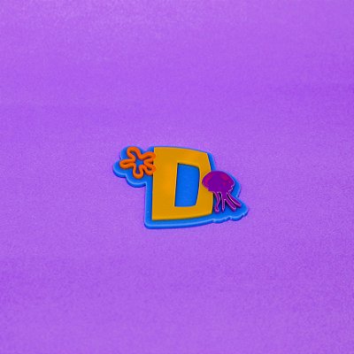 Aplique Inicial com água viva - Bob Esponja - 6cm - 1 unidade