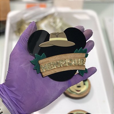 Aplique Cabeça Mickey com Nome - 10cm - 1 unidade