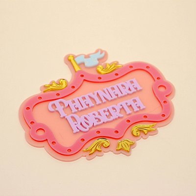 Aplique Kitkat Nome com Furos para LED - Circo Rosa - 12cm - 1 unidade