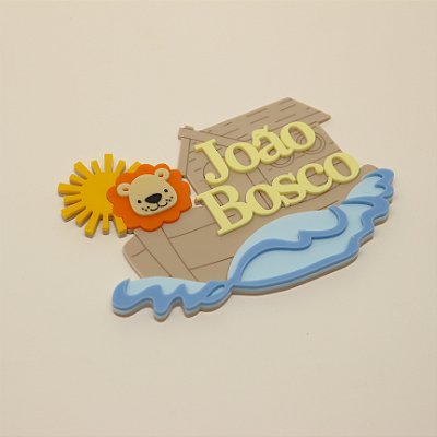 Aplique kitkat Arca com Nome - Arca de Noé - 12cm - 1 unidade