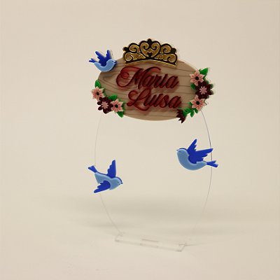 Cenário Nome e Pássaros - Branca de Neve - 14cm - 1 unidade