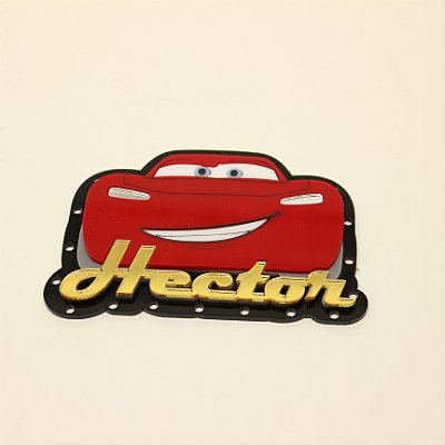 Aplique McQueen com furos para LED - Carros - 10,5cm - 1 unidade