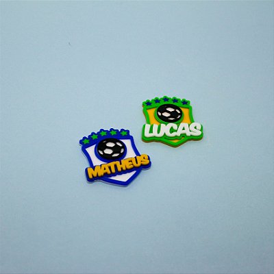 Aplique Brasão com Nome e Bola - Futebol - 6cm - 1 unidade