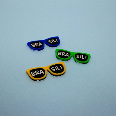 Aplique Óculos Brasil - Futebol - 6cm - 1 unidade