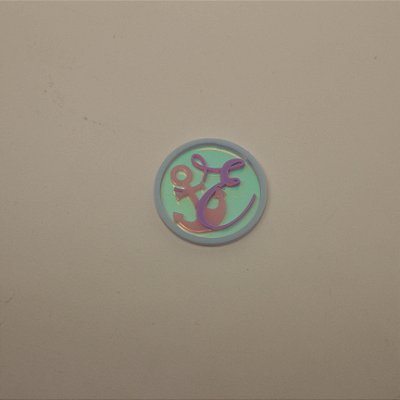 Aplique TAG com Âncora e Inicial - Fundo do Mar - 4cm - 1 unidade