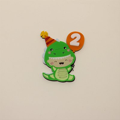Aplique Dino Baby com Idade - Dinossauro - 8cm - 1 unidade